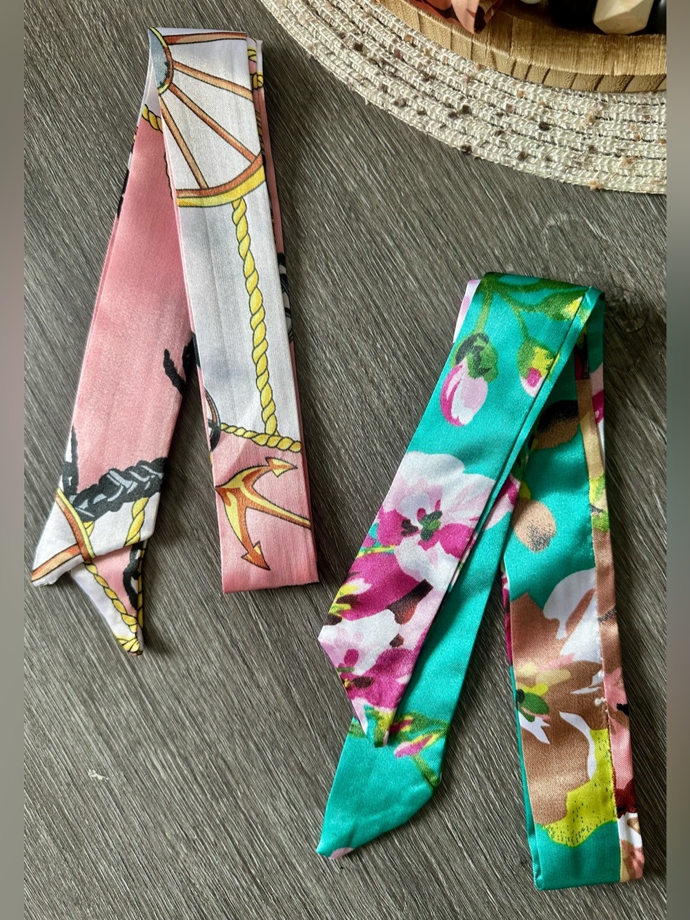 Twilly Scarf Set of 2 - Pink & Teal floral NWT